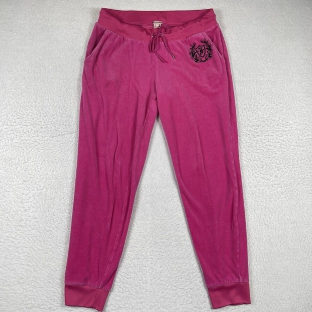 Juicy Couture Pants Womens Large Pink Velour Embellished Jogger Athleisure
